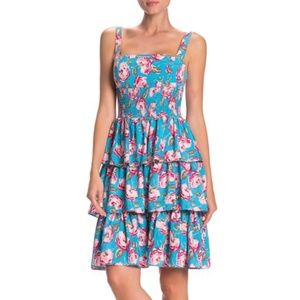 Betsey Johnson Rose Printed Tiered Dress